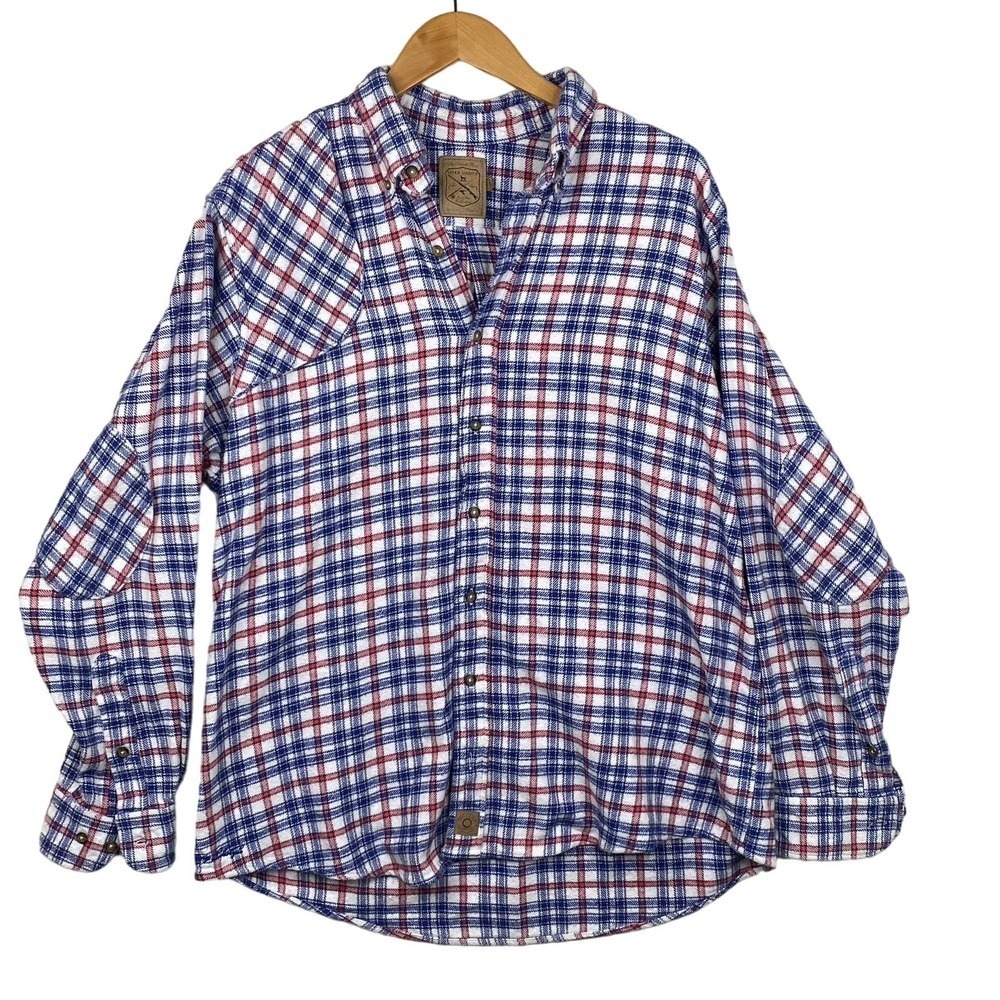 Over & Under Rod & Gun Collection Red White Blue Flannel Button Down Size XL